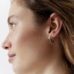 NWT Urban Outfitters 14k White Gold Plated Rhinestone Hoop Earrings